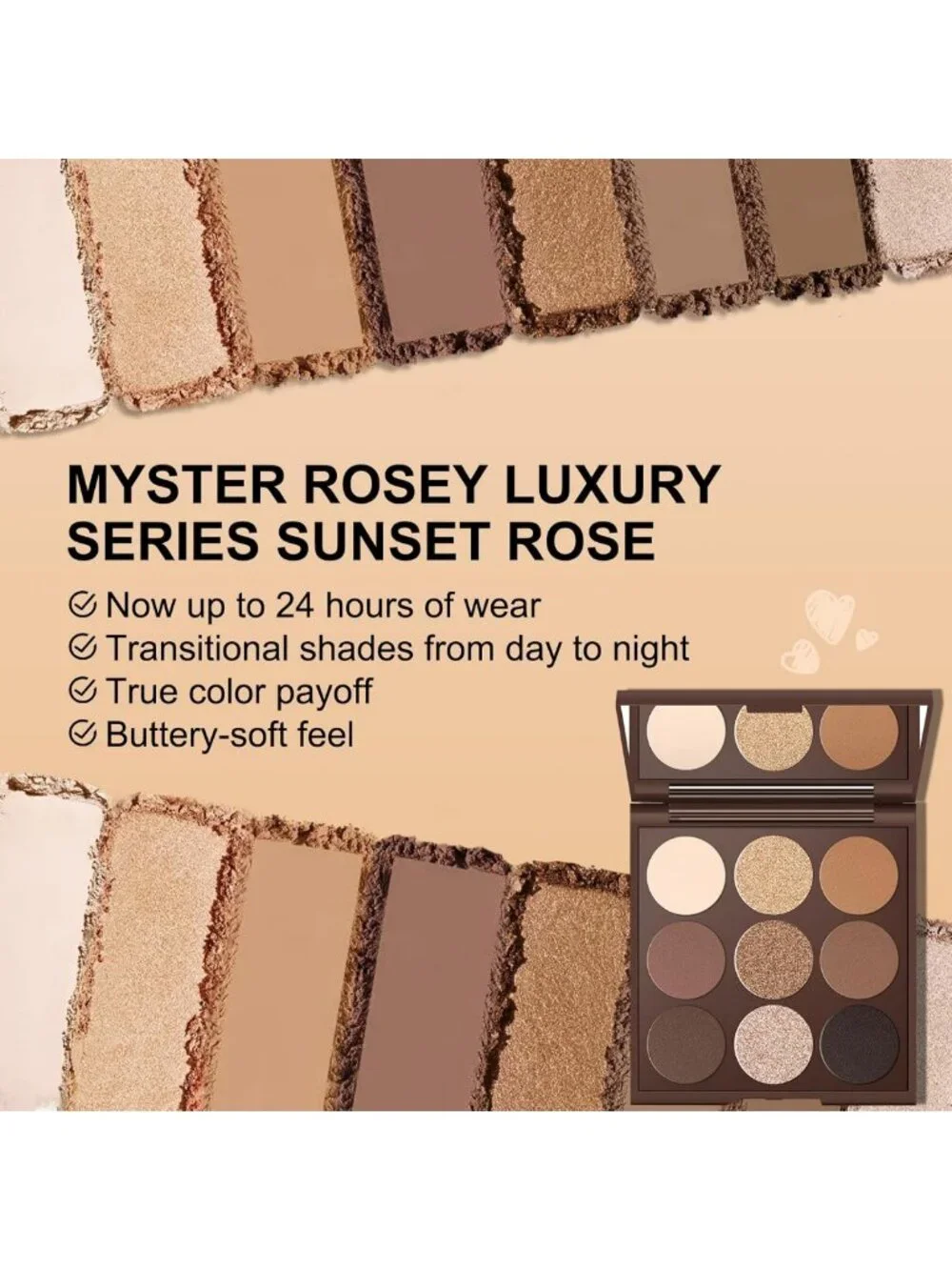Neutral Matte Eyeshadow Palette with Mirror - Long-Lasting, Vegan & Cruelty-Free